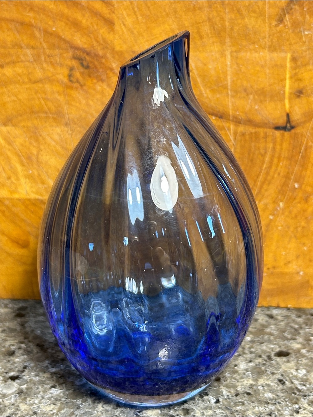 Mikasa blue glass modern vase